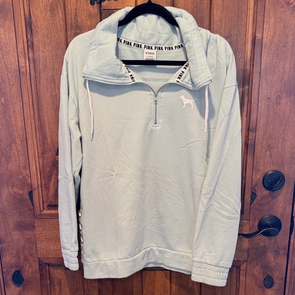 Victoria's Secret Pink Light Gray Zip-Up Hoodie - Picture 1 of 8